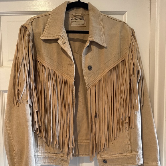 Free People After Hours denim fringe jacket - Picture 1 of 4